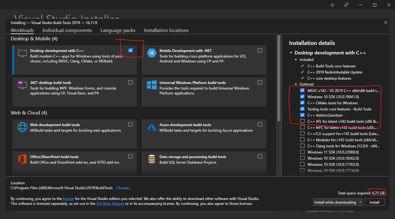 Visual Studio Build Tools Options